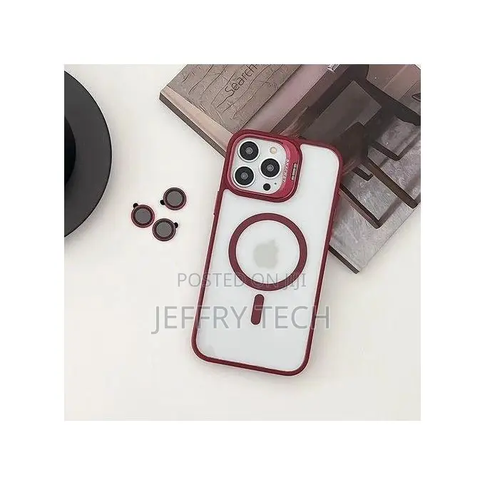 iPhone 16 Pro Max Burgundy Magsafe Compatible Stand Bracket Transpar