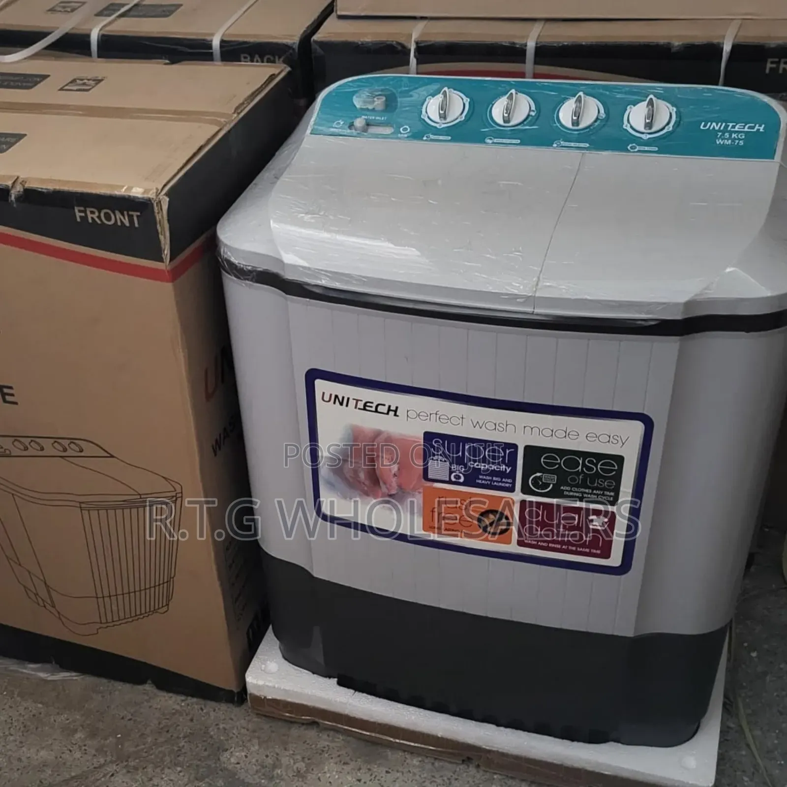 Unitech 7.5kg Twin Tub Top Load Washing Machine