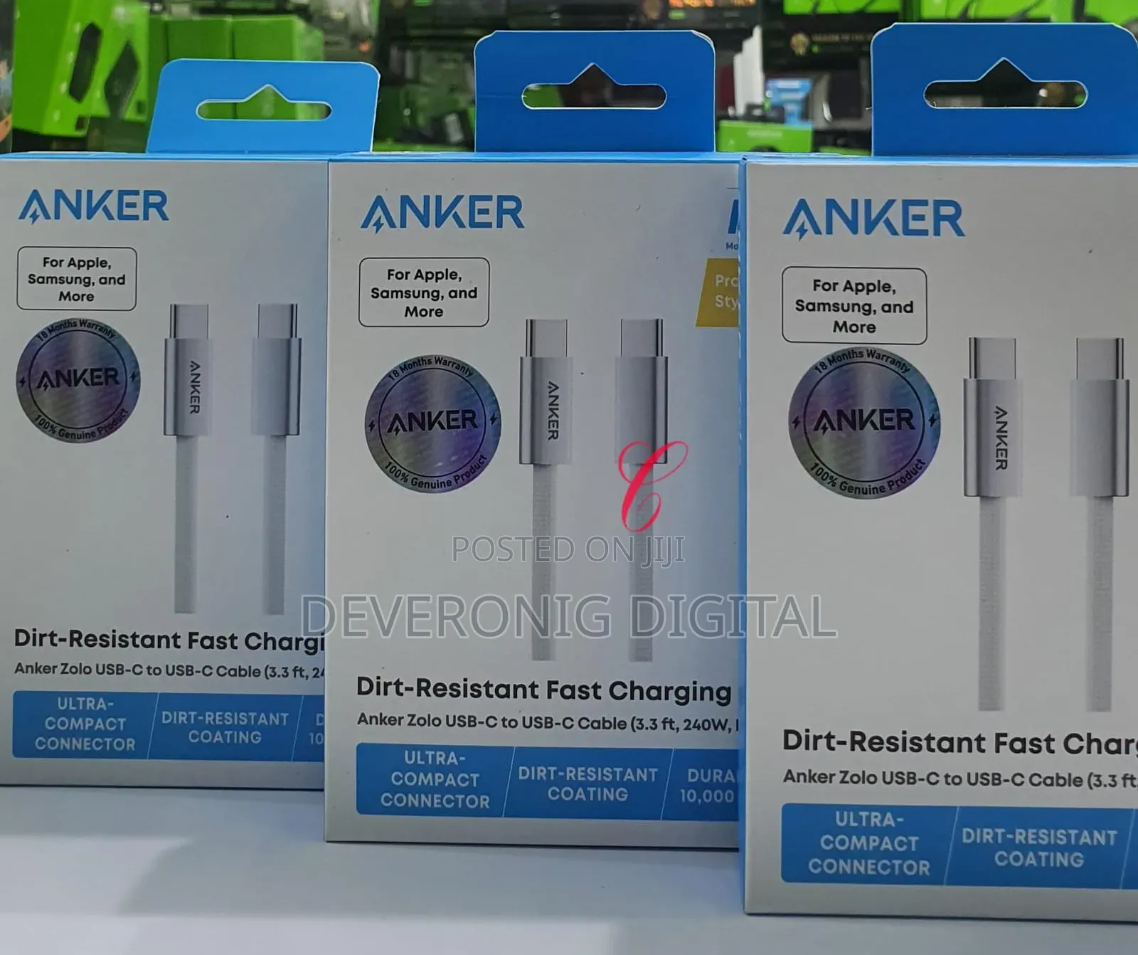 Ankerzolo 240w 3.3ft Usb C to Usb Dirt Resistant* Fast Charging Cable