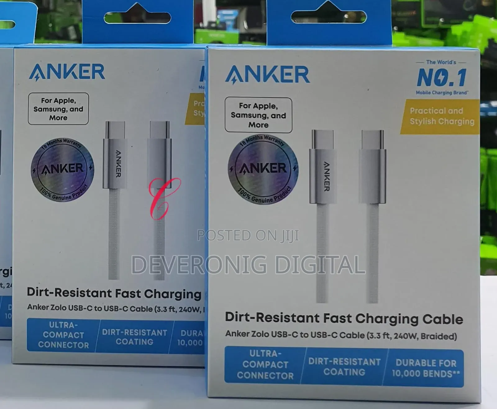 Ankerzolo 240w 3.3ft Usb C to Usb Dirt Resistant* Fast Charging Cable