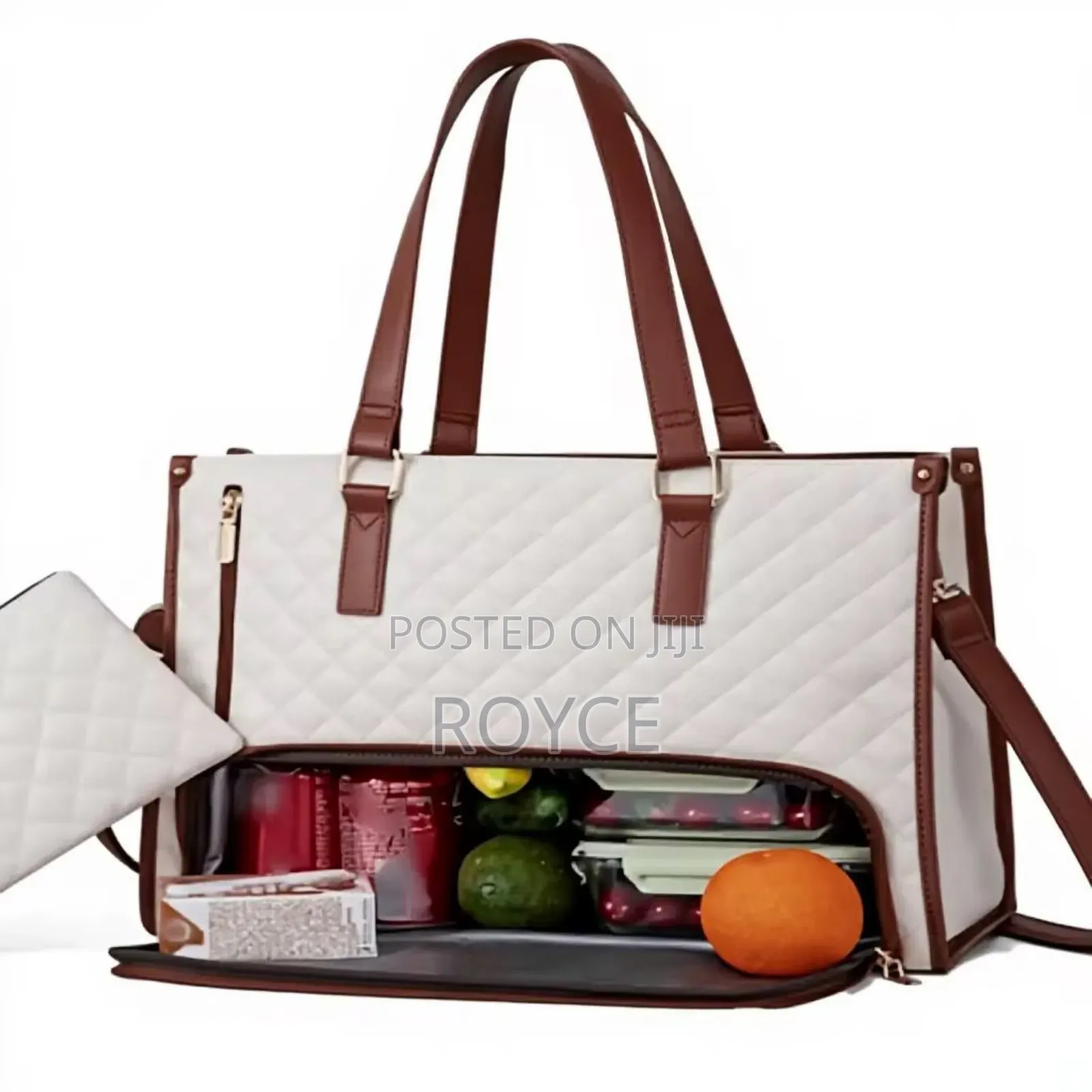 Quilted Laptop Tote  Bag With Insulated Lunch Compartment