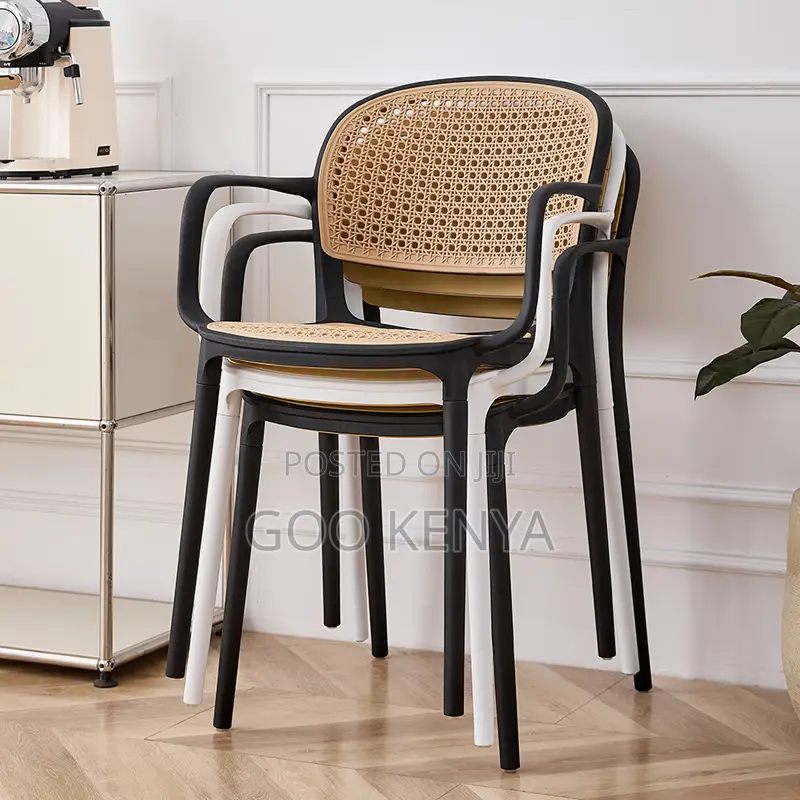 Outdoor Chair;Plastic Rattan Wicker Outdoor Dining Chair With Armrests