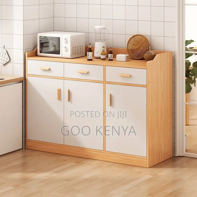 Kitchen Cabinet; Durable Wooden Kitchen Cabinet With Multiple Shelves