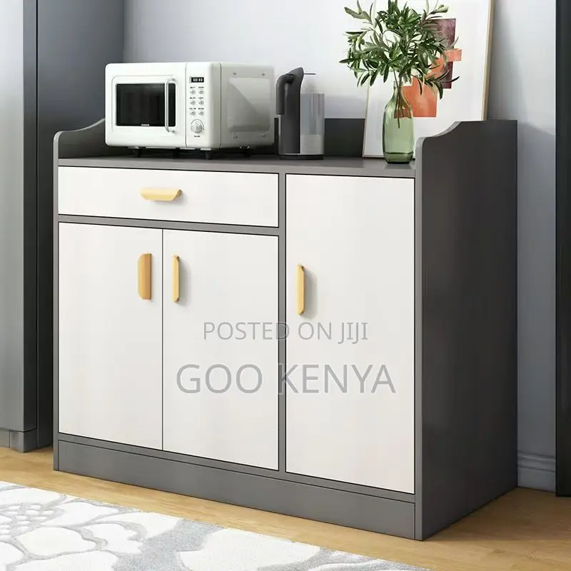 Kitchen Cabinet; Durable Wooden Kitchen Cabinet With Multiple Shelves