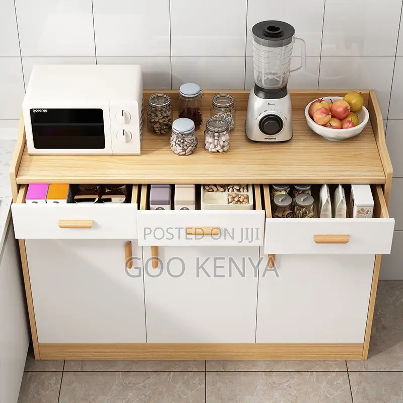 Kitchen Cabinet; Durable Wooden Kitchen Cabinet With Multiple Shelves