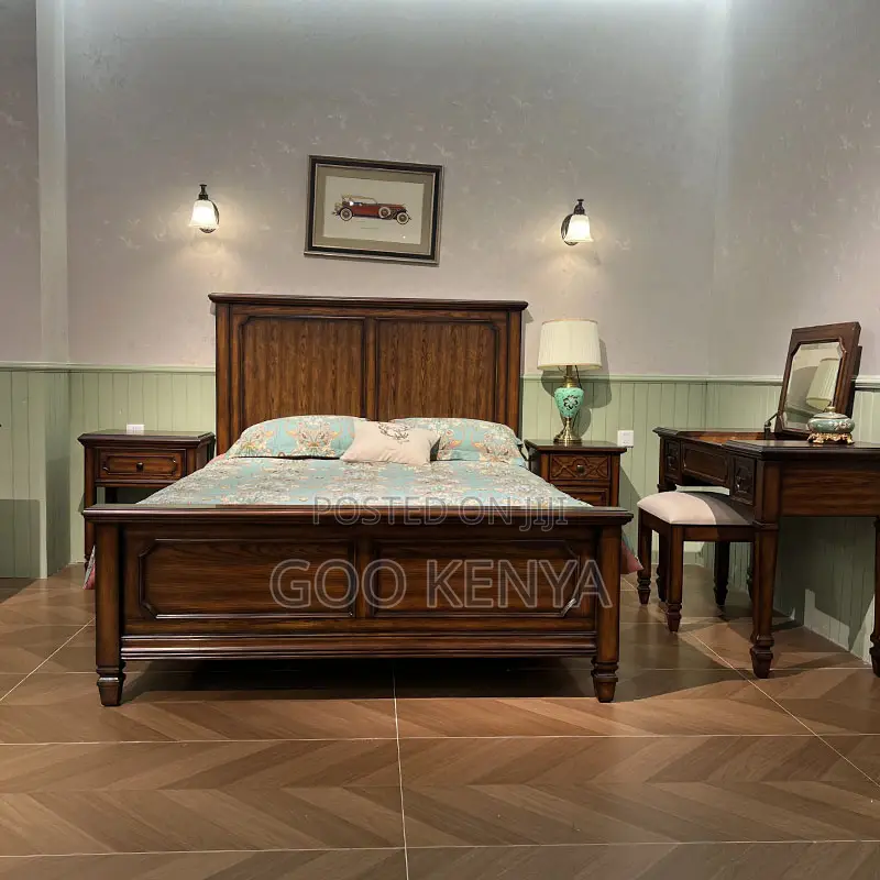 Bedroom Furniture; Premium Solid Wood Mahogany King Bedroom Bed