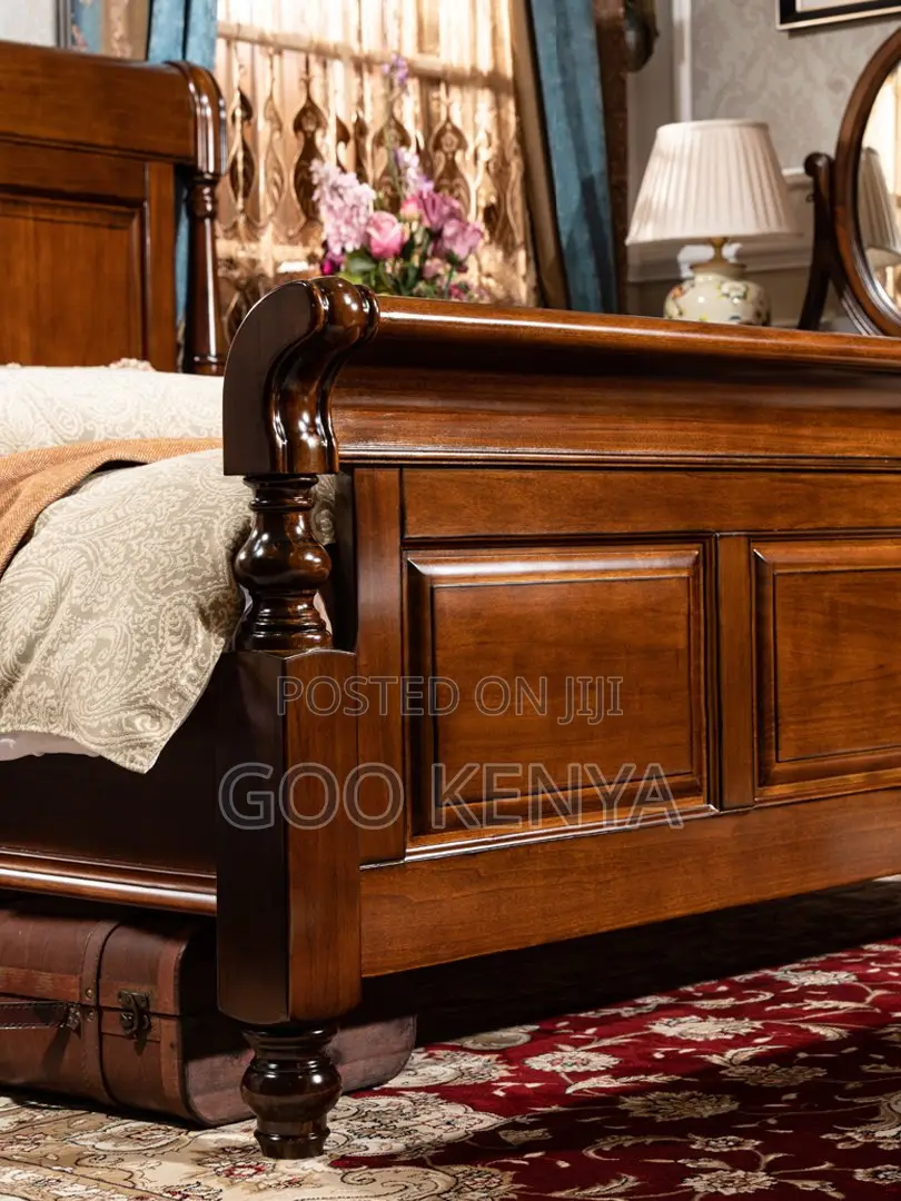 Bedroom Furniture; Premium Solid Wood Mahogany King Bedroom Bed