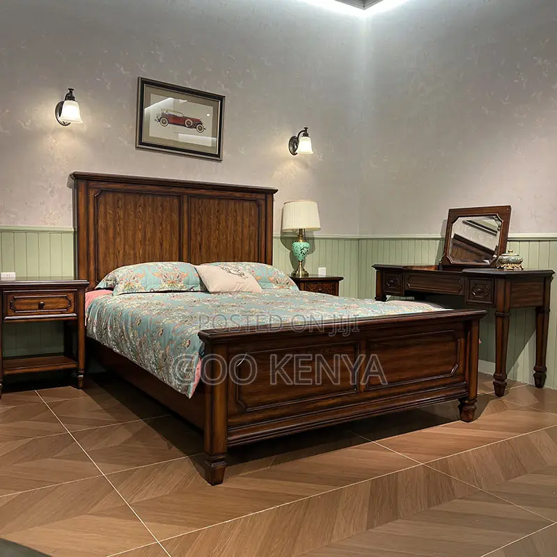 Bedroom Furniture; Premium Solid Wood Mahogany King Bedroom Bed