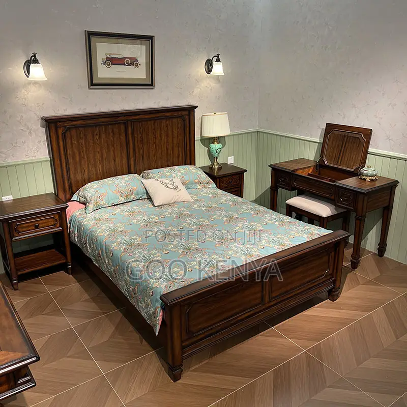 Bedroom Furniture; Premium Solid Wood Mahogany King Bedroom Bed