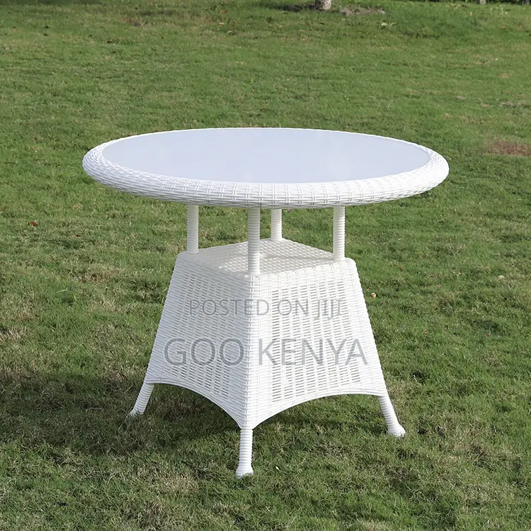 Outdoor Set; Luxury Outdoor Round Glass Dining Table Set