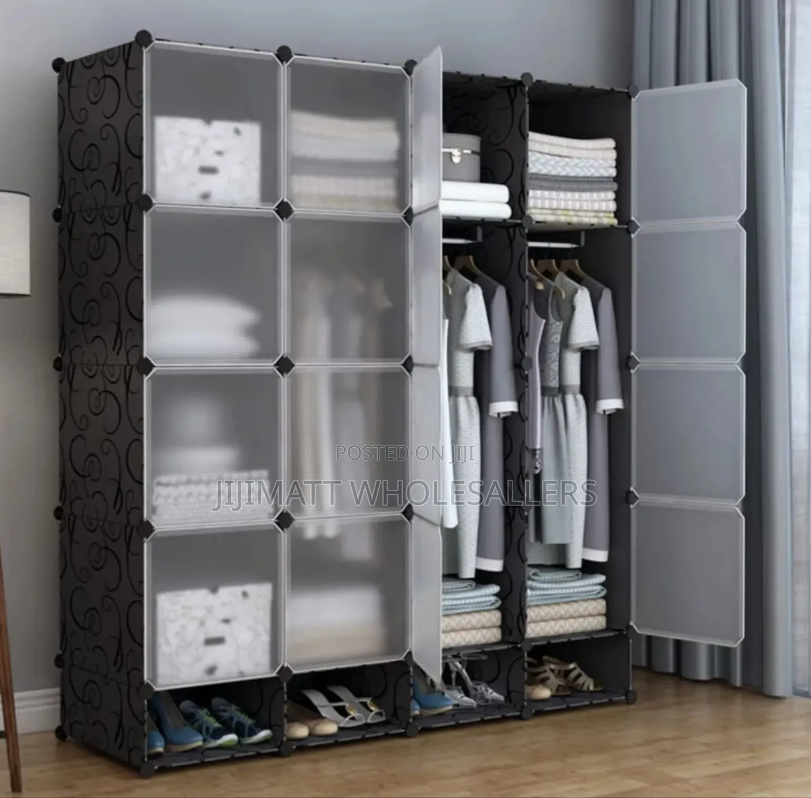 Portable 4- Column Plastic Wardrobes Available In Different Colours