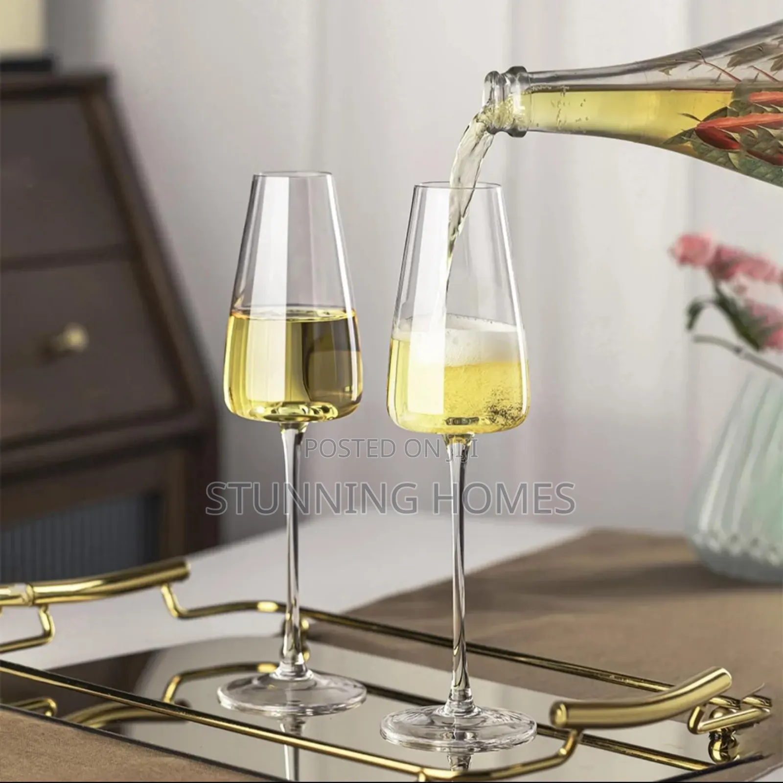 2pcs Set Long Stem Wine/ Champagne Glasses