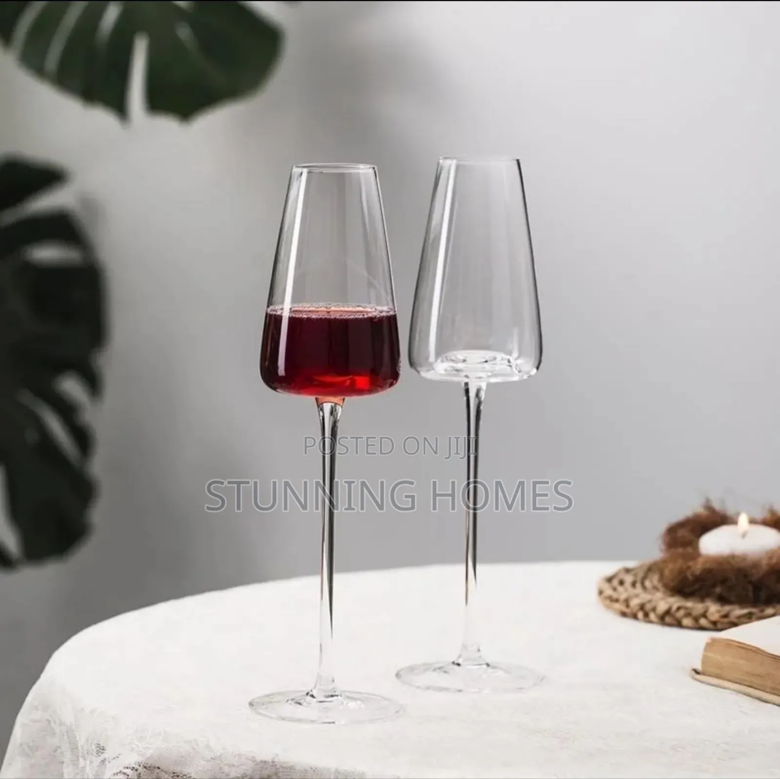 2pcs Set Long Stem Wine/ Champagne Glasses