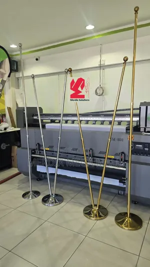 Silver Double Flag Pole, Flag Stands, Flags
