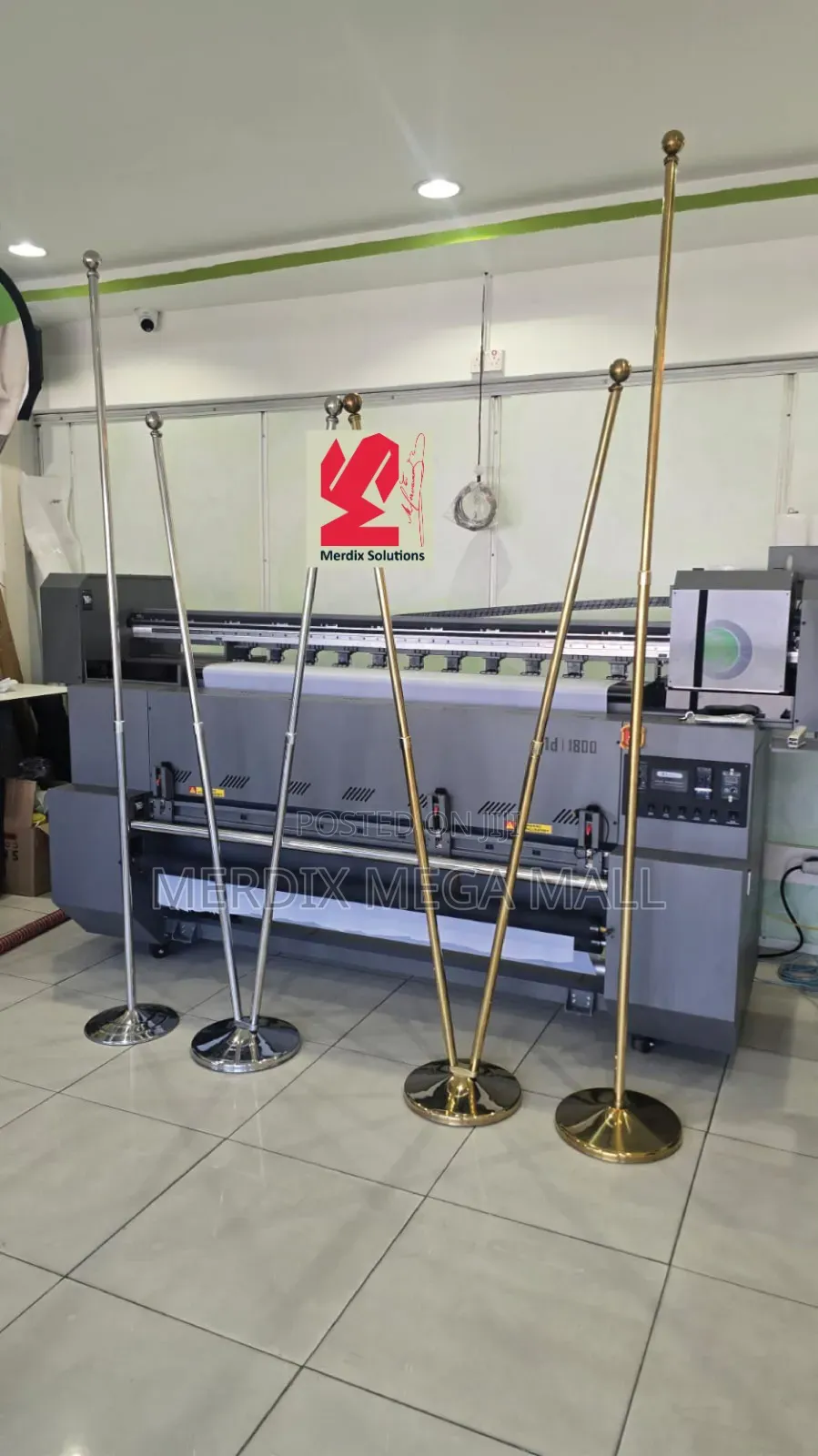 Silver Double Flag Pole, Flag Stands, Flags