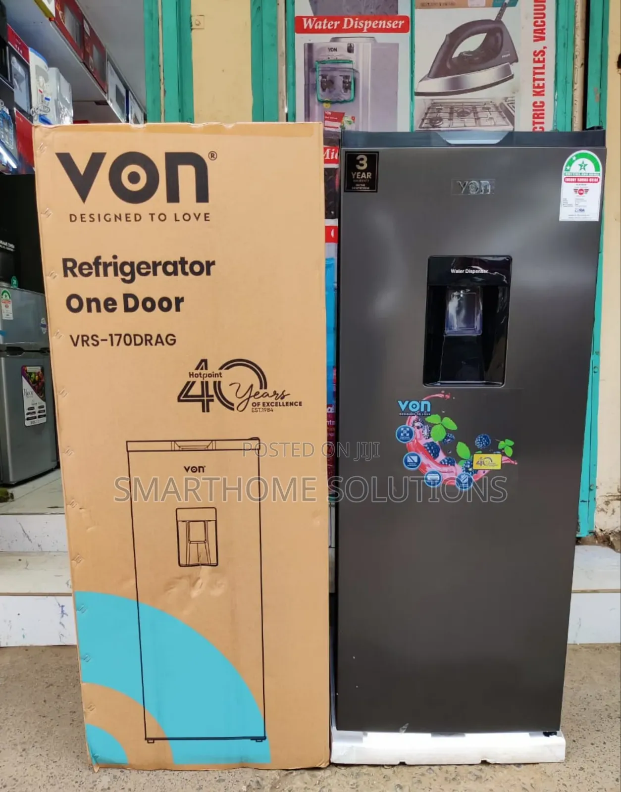 Von  Fridge 176 Litres With Dispenser  Single Door (2yrs Wrty)