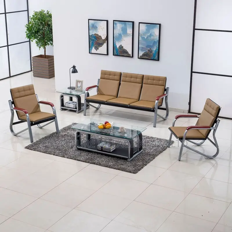 Office Sofa ; 5- Seater Leather Reception Office Sofa
