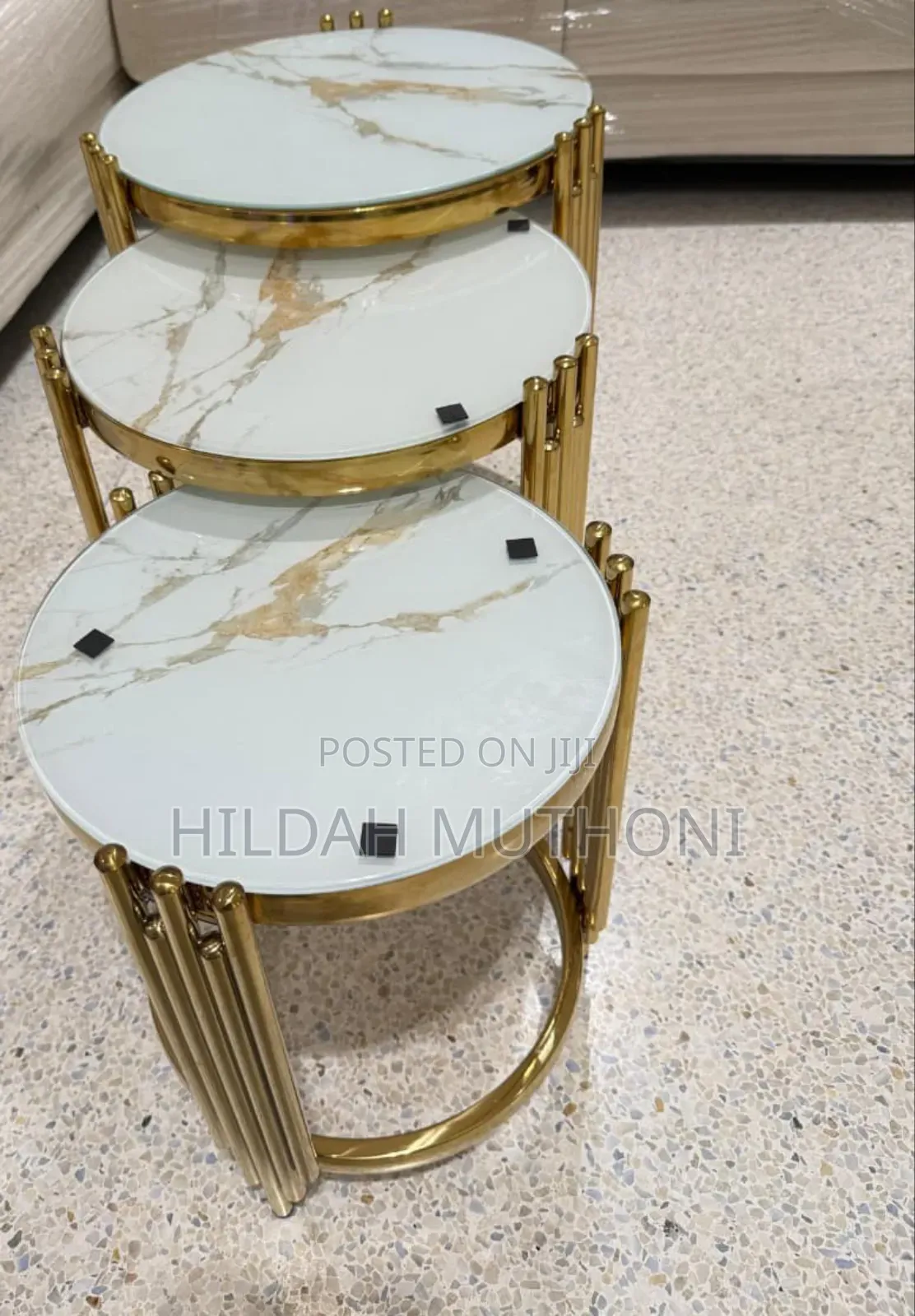 3 in 1 Executive Pure Marble Table Stylish Design