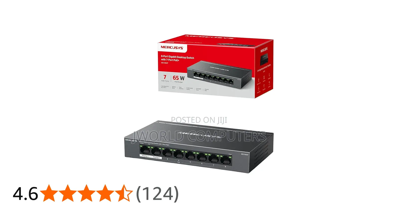 Mercusys Ms108gp | 8-Port Gigabit Desktop Switch With 7-Port Poe+