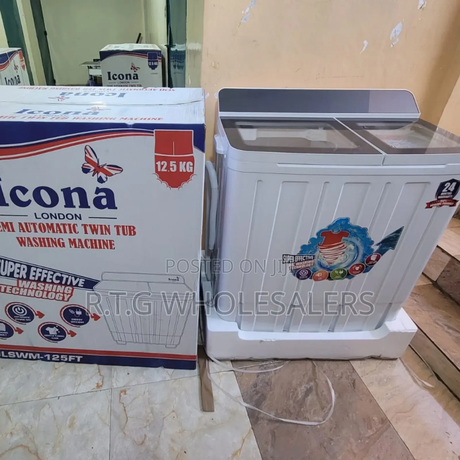 Icona 12.5 Kg Twin‐Tub Washer – Large Load Capacity