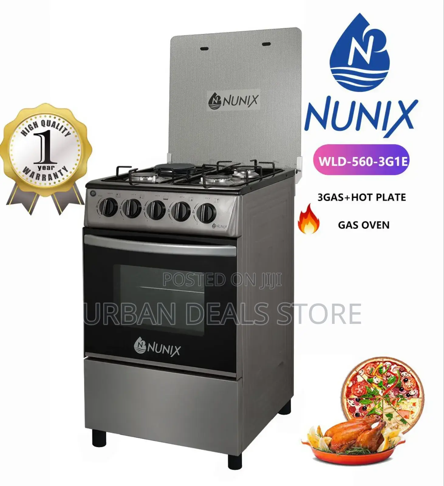 New Model 50×55 Nunix 3+1 Standing Cooker With Gas Oven.