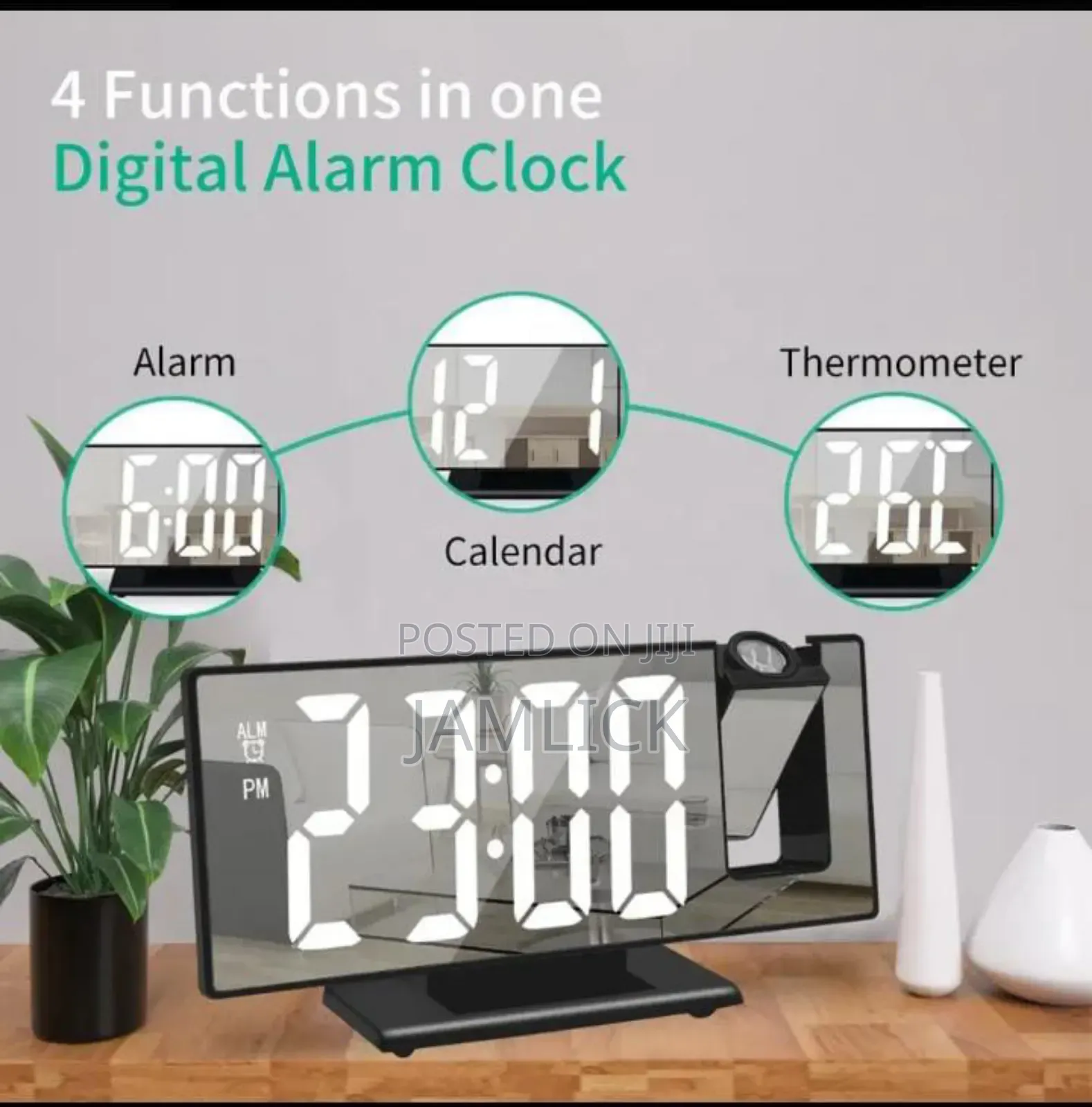 Mirror Multifunctional Projection Digital Alarm Clock - Ab
