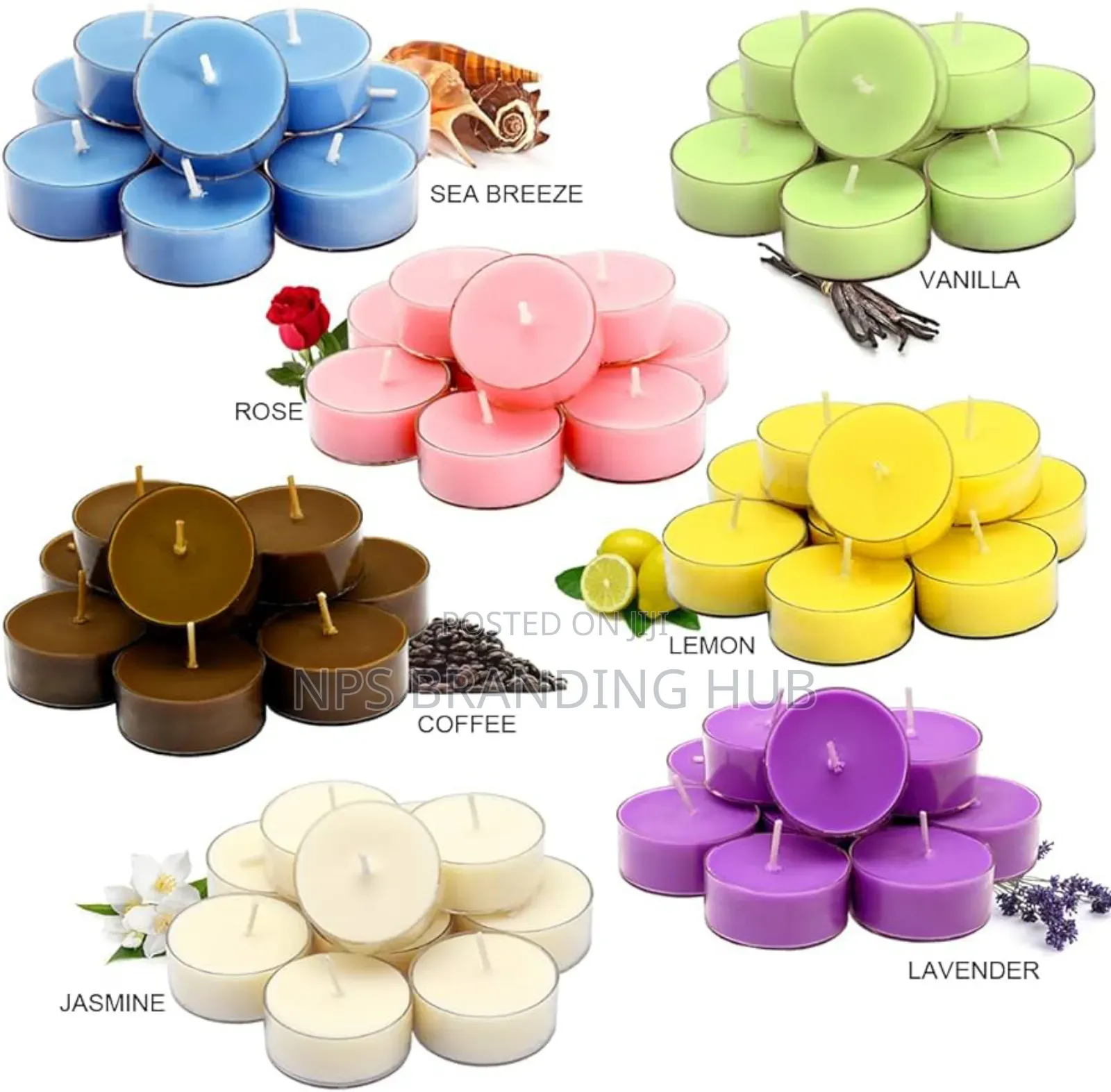 6pc Pack of Scented Candles in Glass Holders Scents P.O