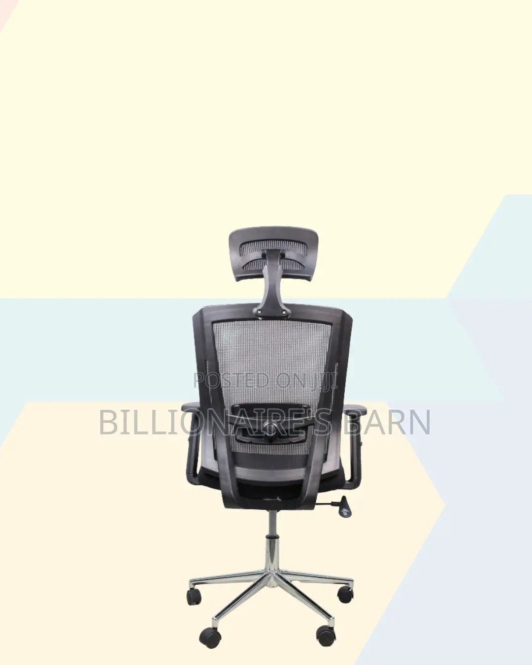 Black Mesh Office Chair Ergonomic Headrest With Chrome Base Seating