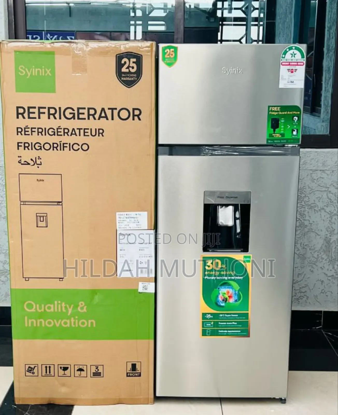 Syinix 210 Litres Double Door Fridge With Water Dispenser