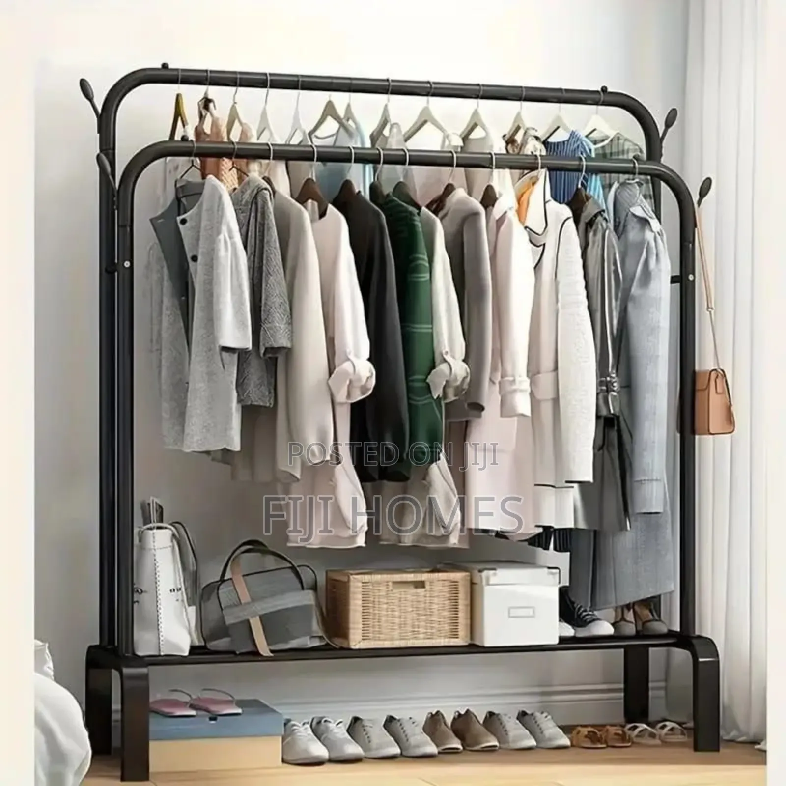 Double Rail Clothes Rack Stand | Heavy Duty Garment Rack