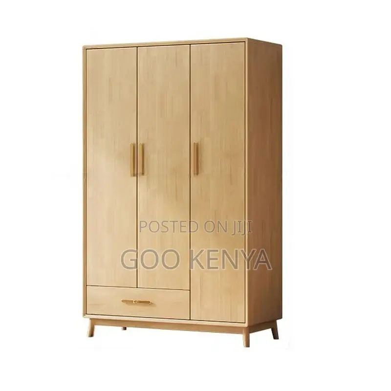 Bedroom Wardrobe; Home Wooden 3-door Wardrobe With Drawers For Clothes