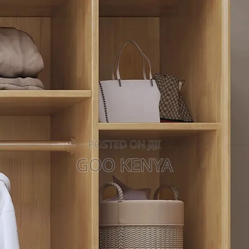Bedroom Wardrobe; Home Wooden 3-door Wardrobe With Drawers For Clothes