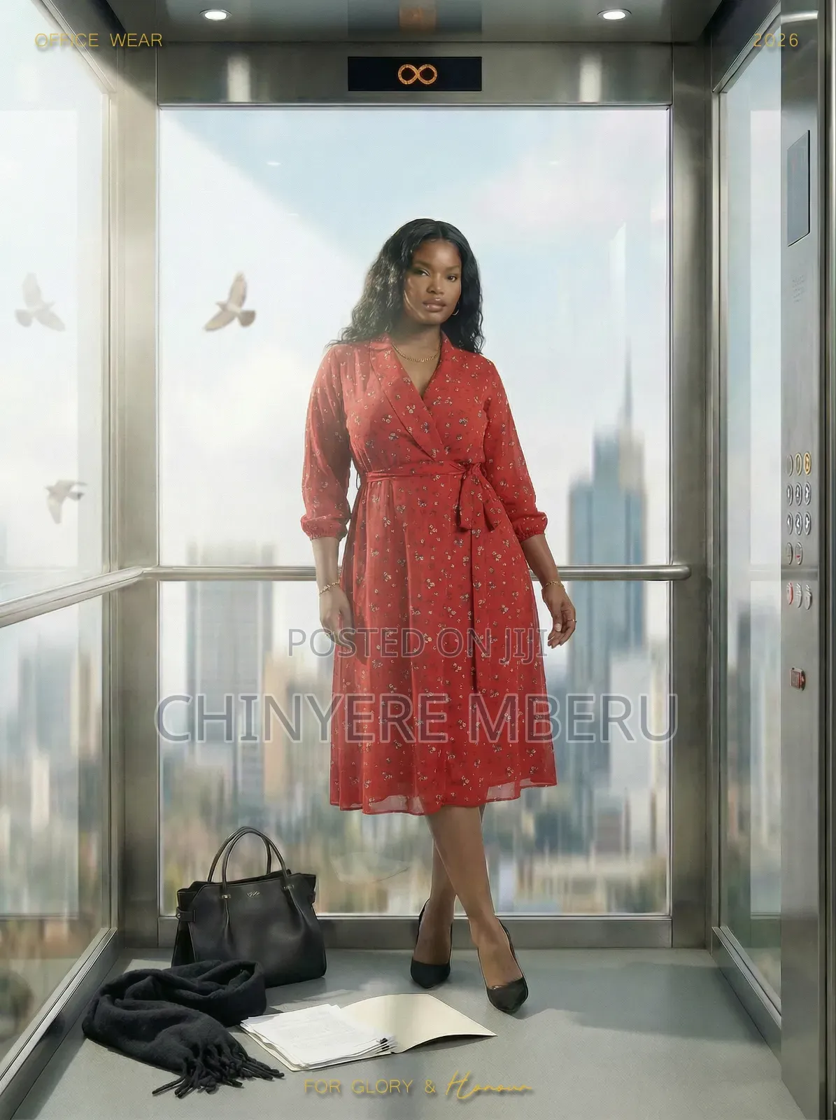 Heavy Chiffon Office Wrap Dress