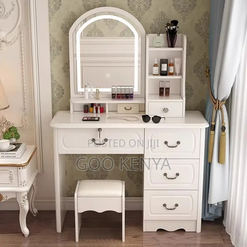 Bedroom Furniture; Led Vanity Table With Storage Cabinet For Bedroom