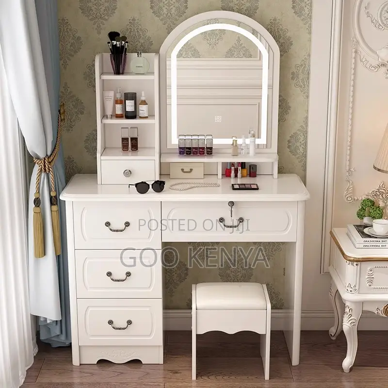 Bedroom Furniture; Led Vanity Table With Storage Cabinet For Bedroom