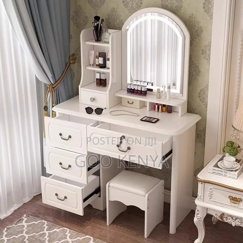 Bedroom Furniture; Led Vanity Table With Storage Cabinet For Bedroom