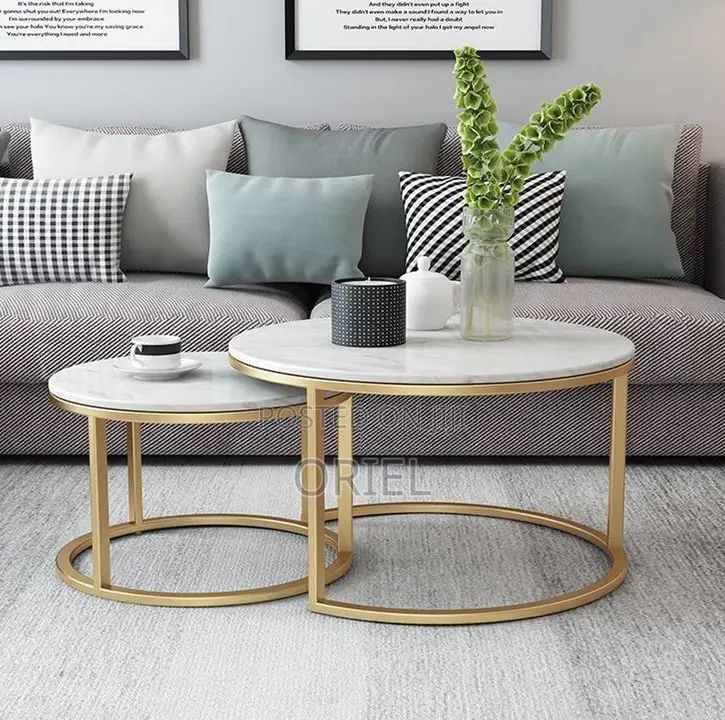 Coffee Table: Classic Marble Round Living Room Coffee Table