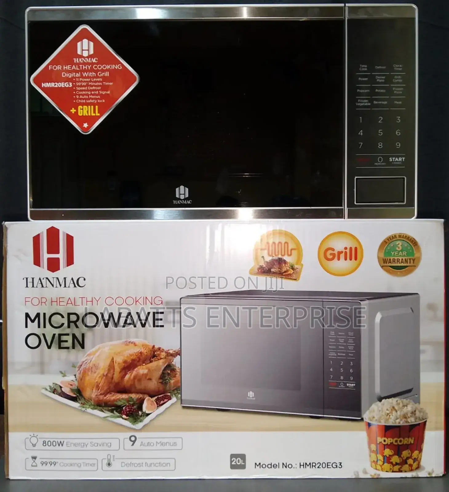 Silver Hanmac 20ltrs Digital Plus Grill Microwave (3 Years Warranty)