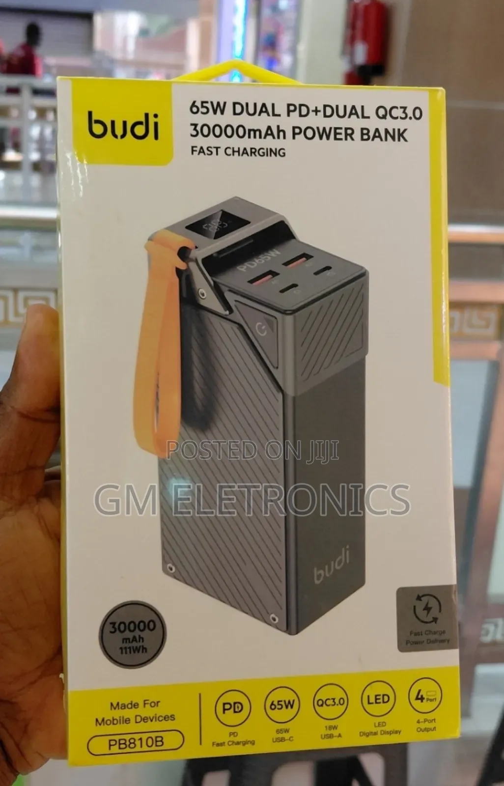 Budi Pb810b 30000mah 65w Pd Fast Charging Power Bank-Black.