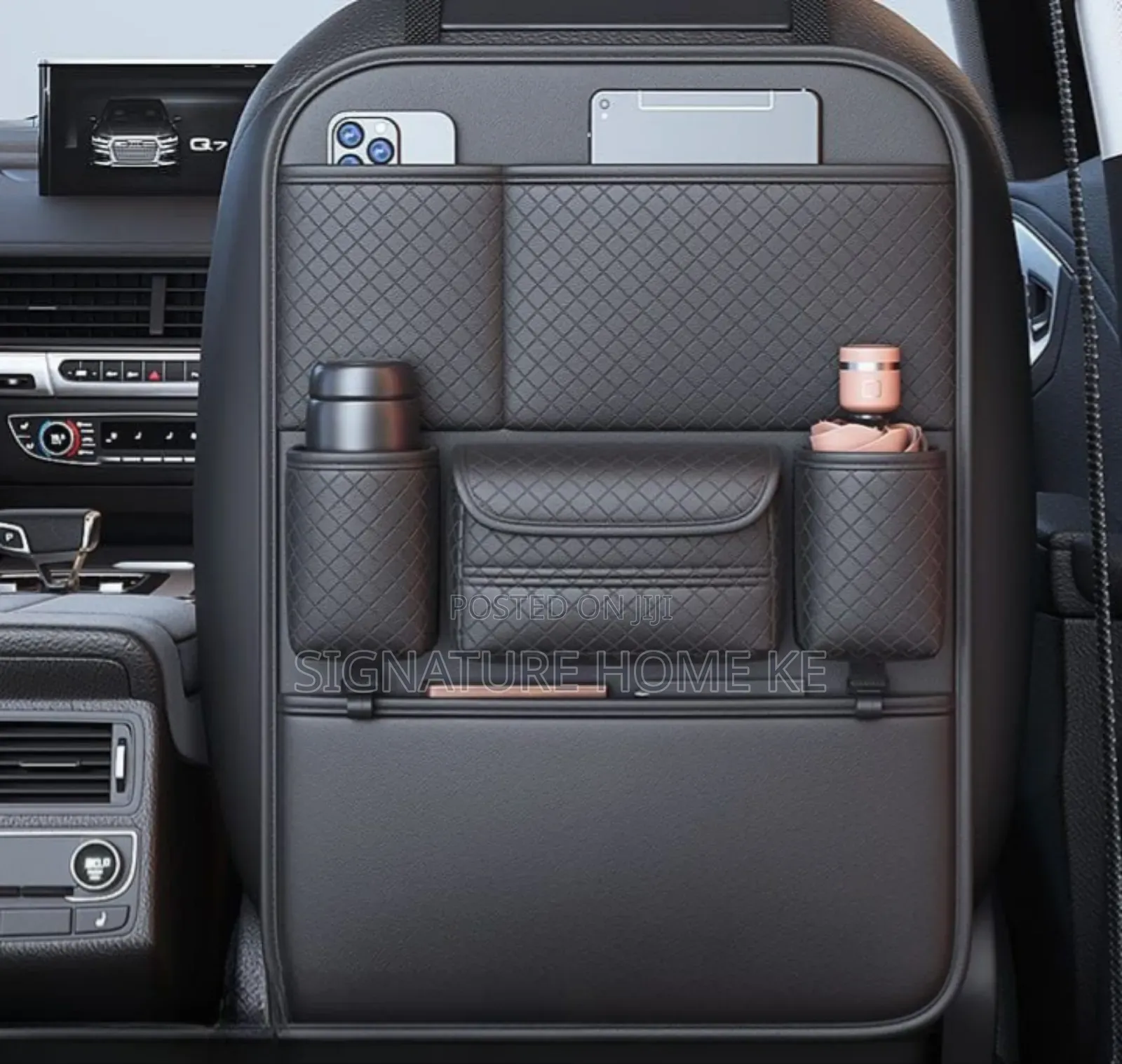 Premium Leather Car Back Seat Organizer