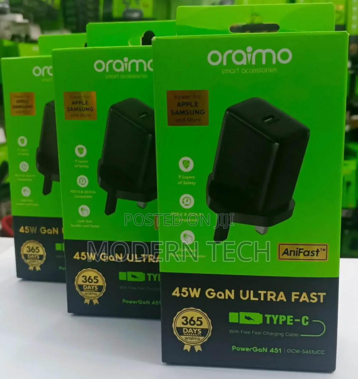 Oraimo 45w Usb‐C Fast Charger – Supports Pd/Qc Quick Charge