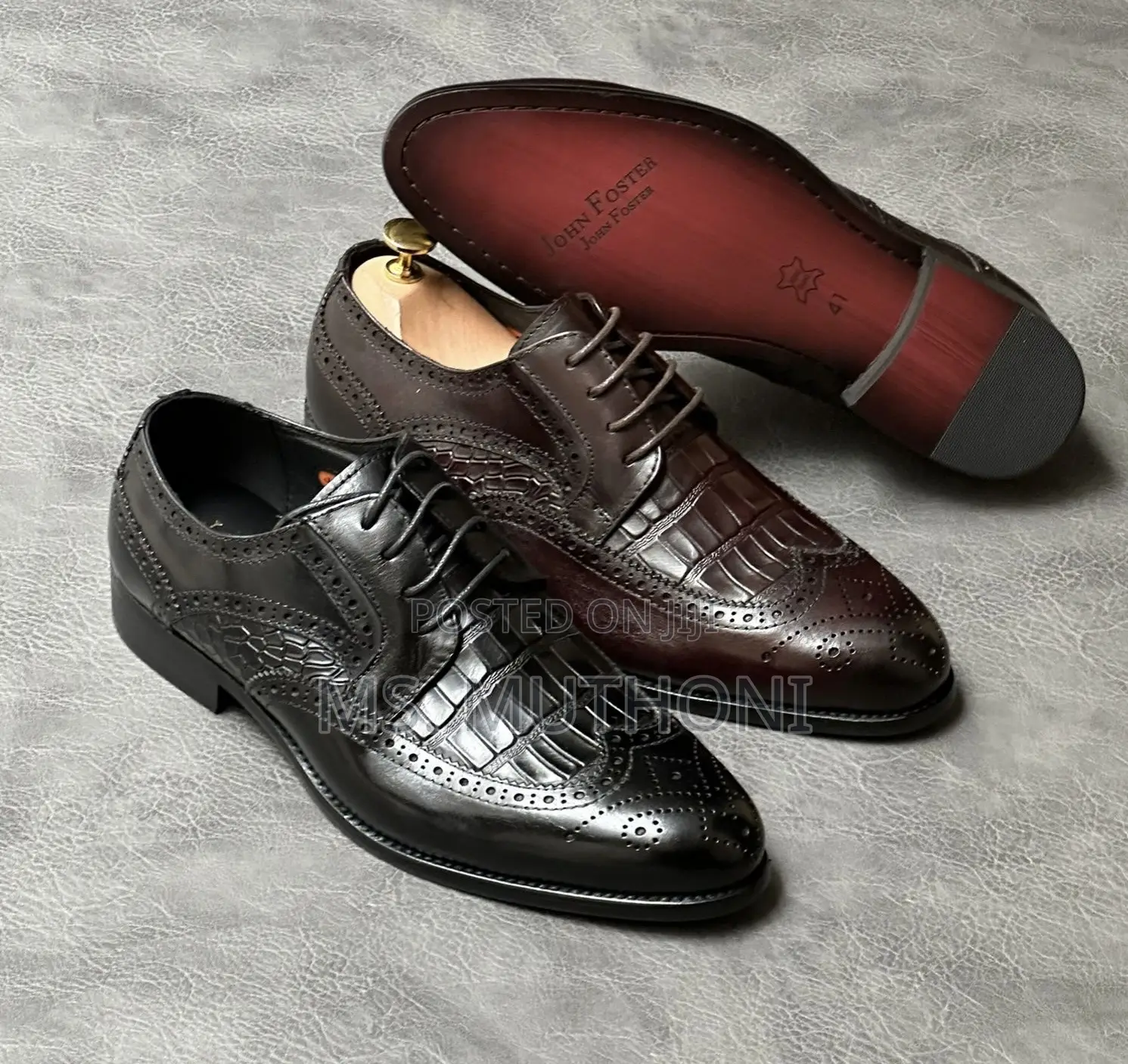 John Foster Brand Men's Black / Brown Oxford Shoes Size 39-46