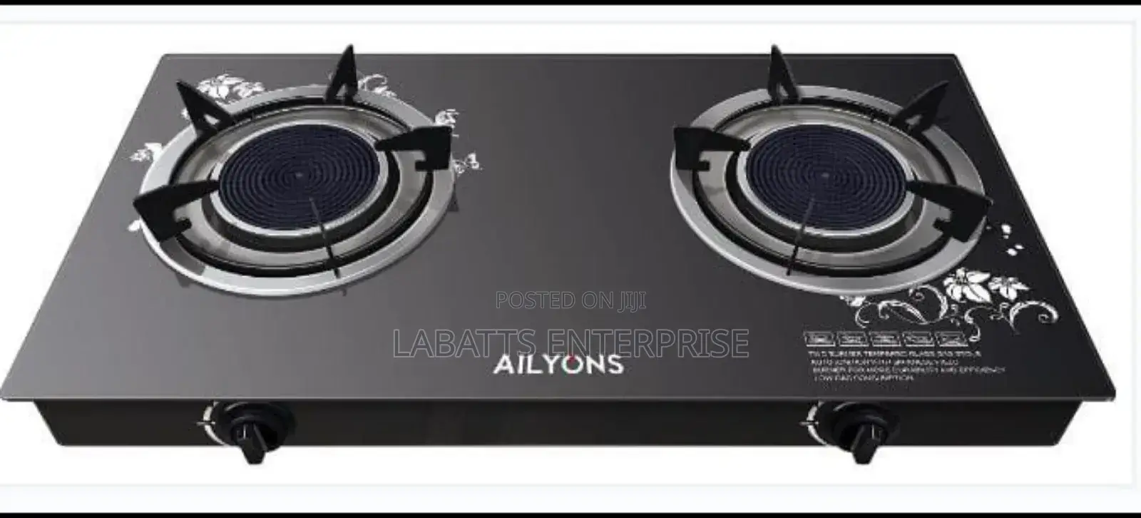 Ailyons 2 Burnerdesign Glass Top Gas Cooker Infrared Double Burner