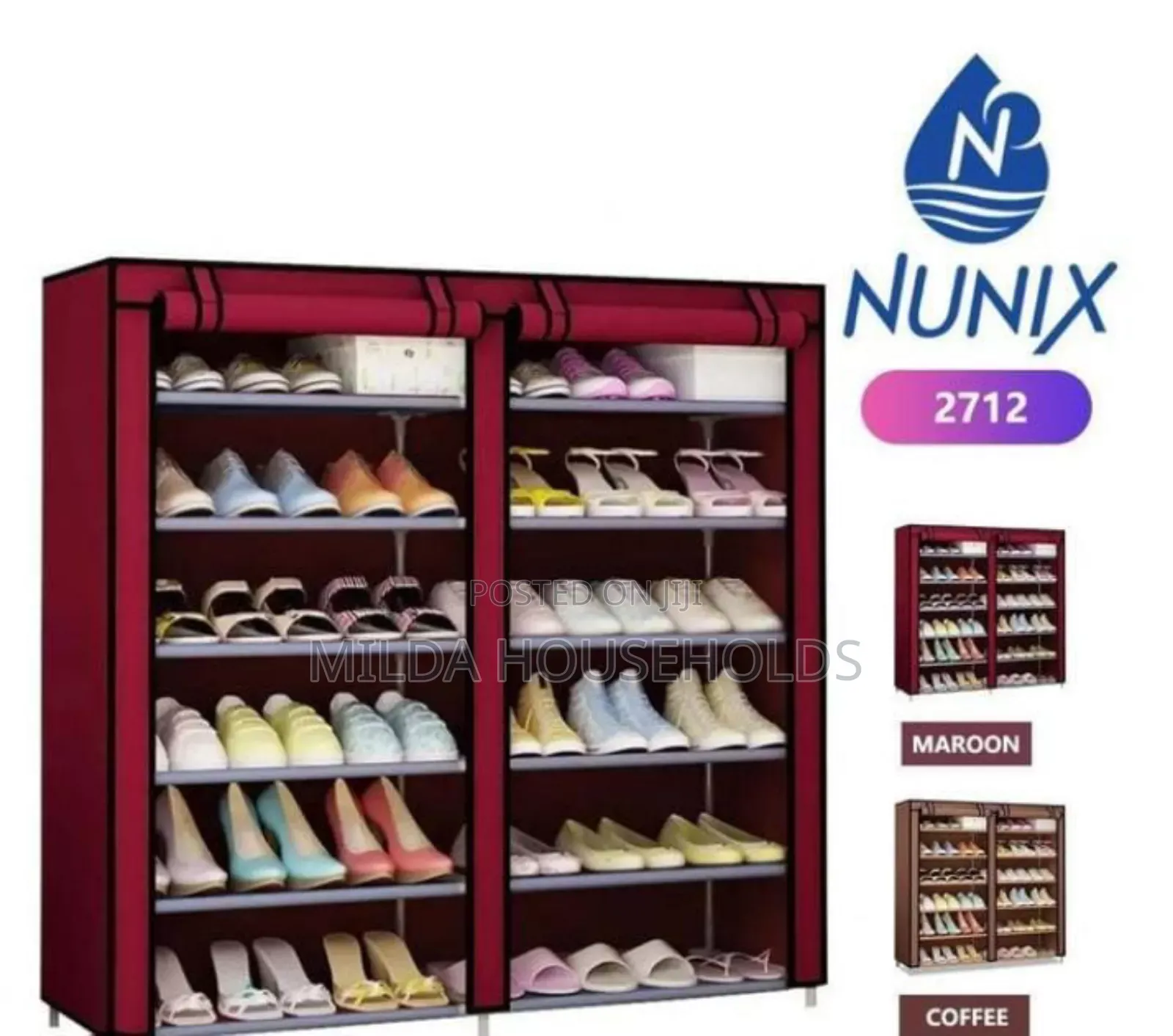 5 *2 Tier Shoe Storage Rack With Cloth Cover.