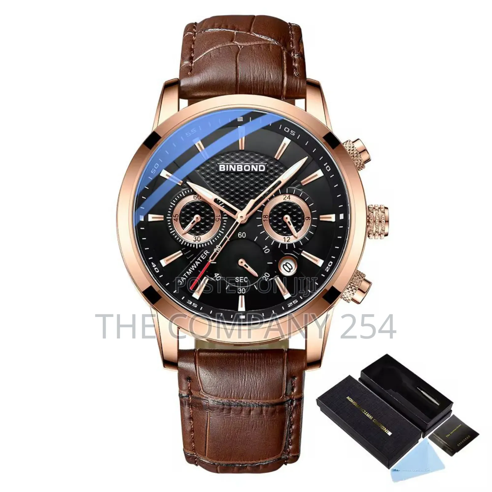 Binbond 61226 Durable Leather Straps. Chronograph Casual Watch