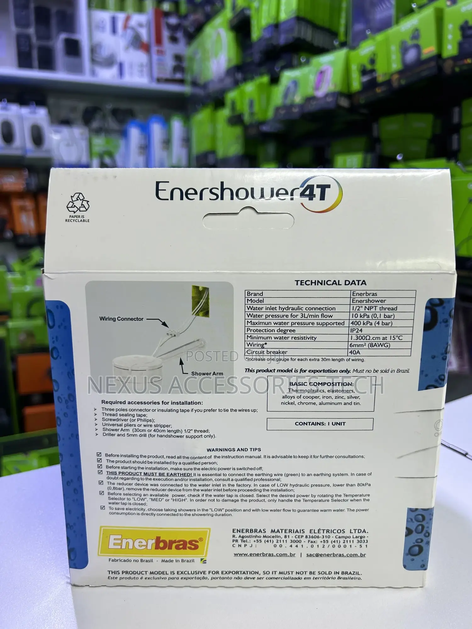 Enerbras Enershower 4t – Instant Hot Water Shower