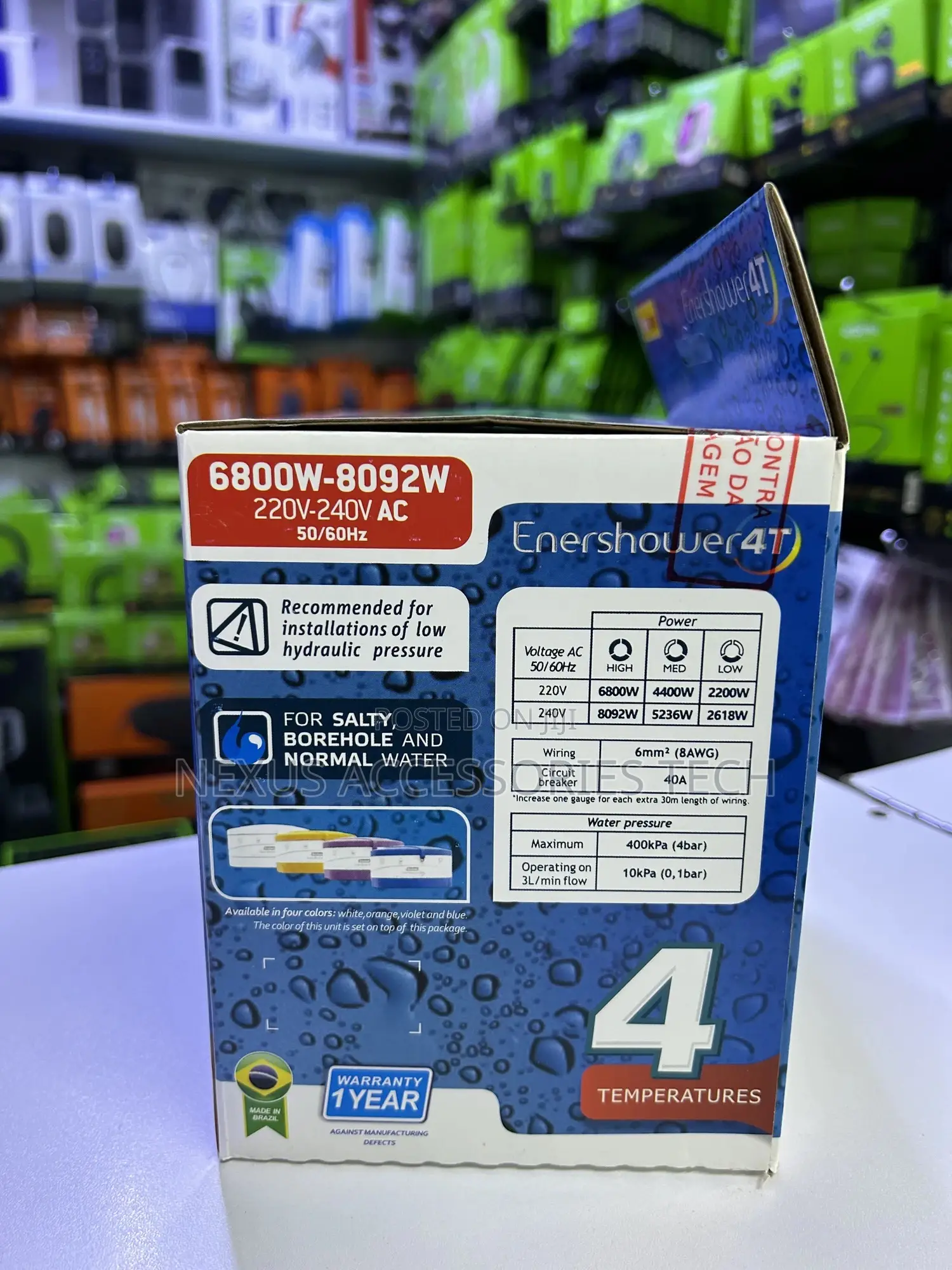 Enerbras Enershower 4t – Instant Hot Water Shower