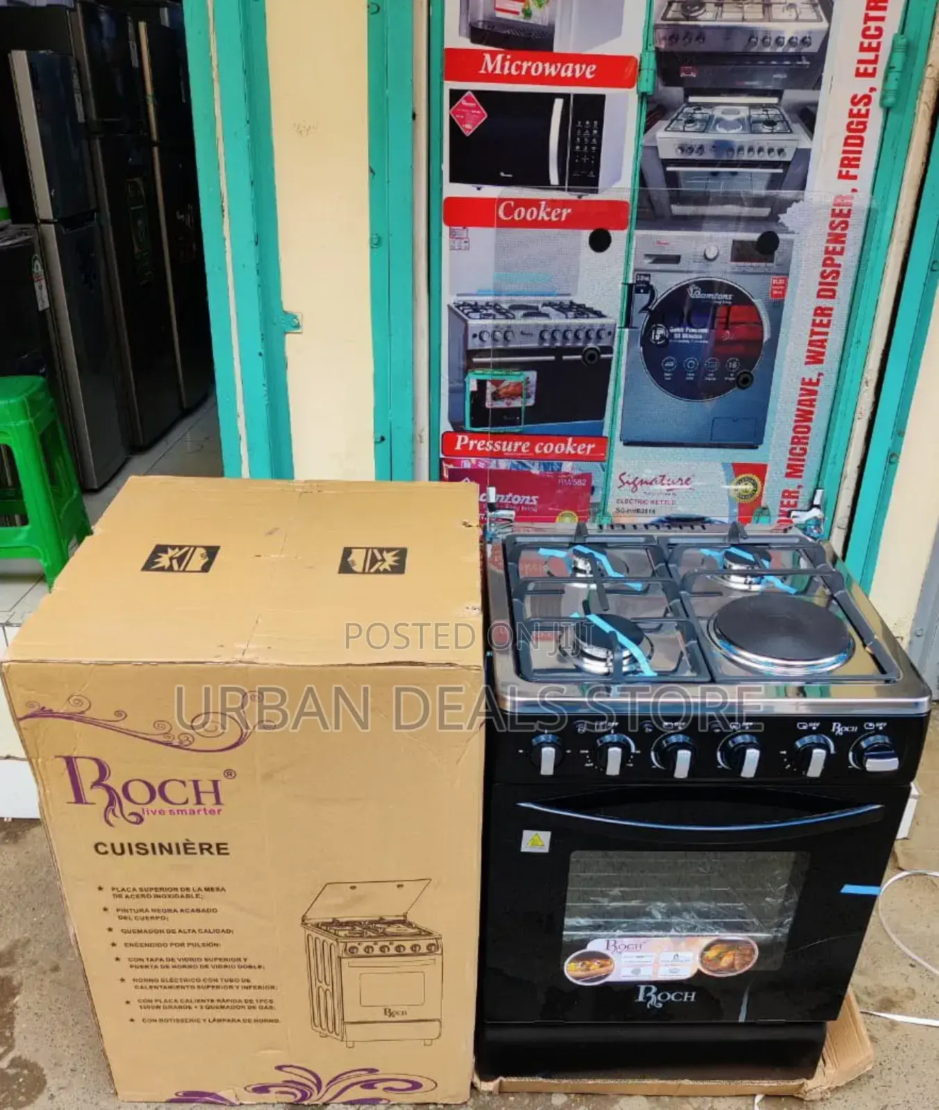 Roch Standing Cooker 50x55, 3gas+1electric, Electric Oven, Jet Burners