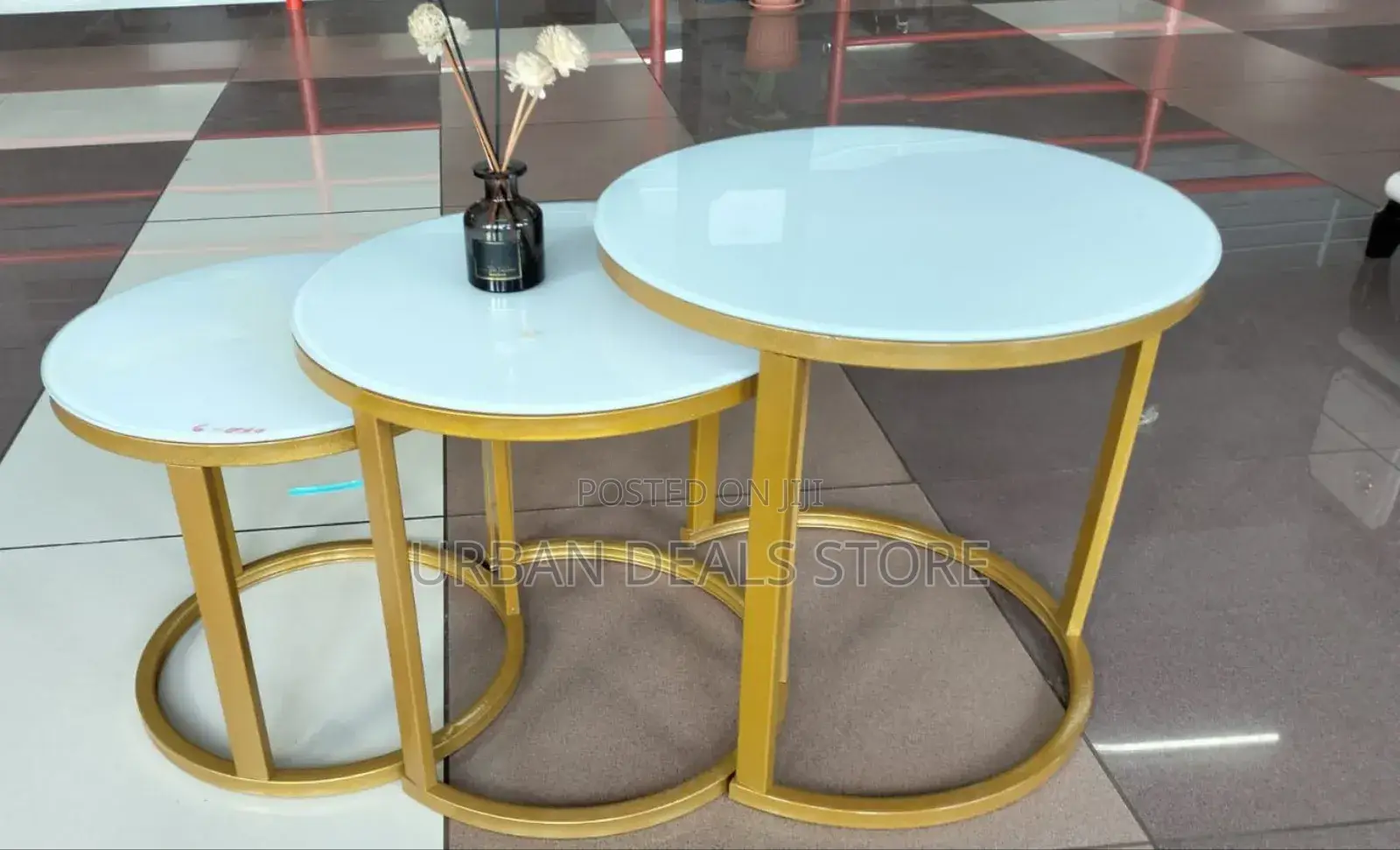 3 in 1 Executive Glass Effect Marble Table