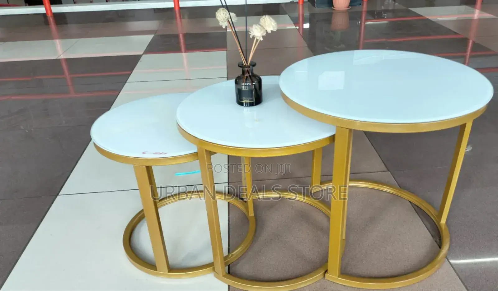 3 in 1 Executive Modern Glass Effect Marble Table